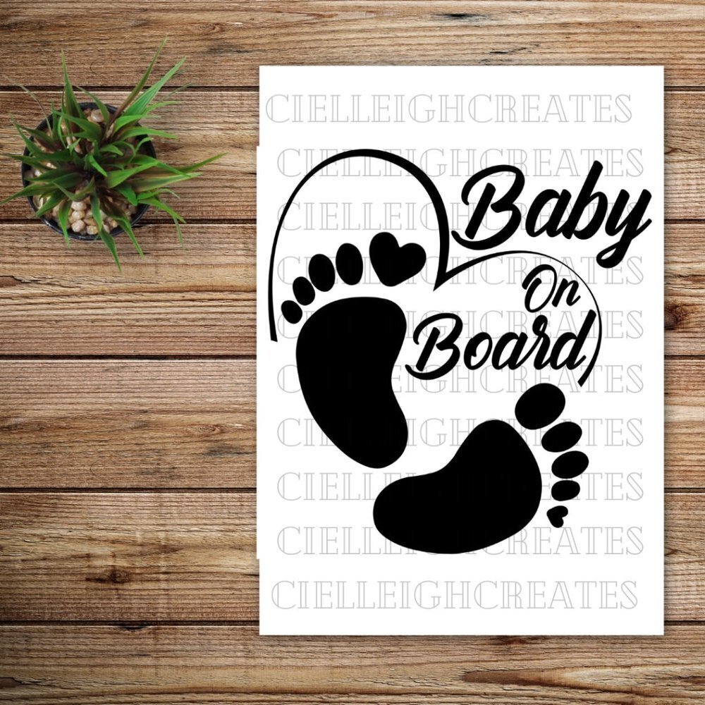 *2 for $20* Baby on Board Vinyl decal Sticker Handcrafted Hearts Feet